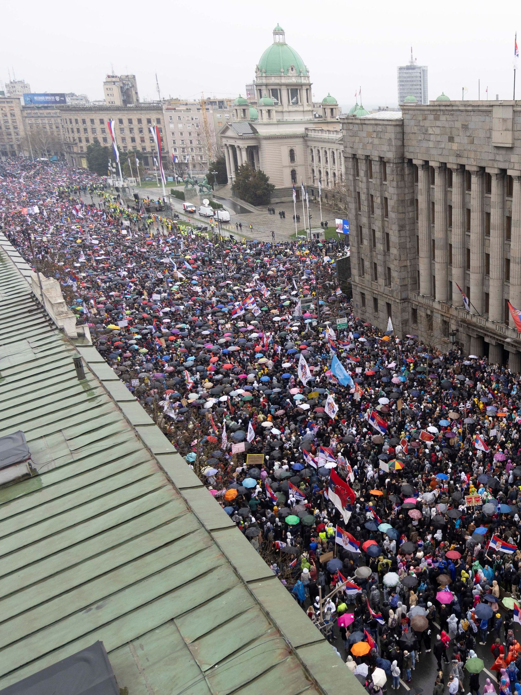 A massive crowd gathered in Serbia's capital, Belgrade, marking the largest of the recent anti-corruption protests that have shaken the Balkan nation in recent months.