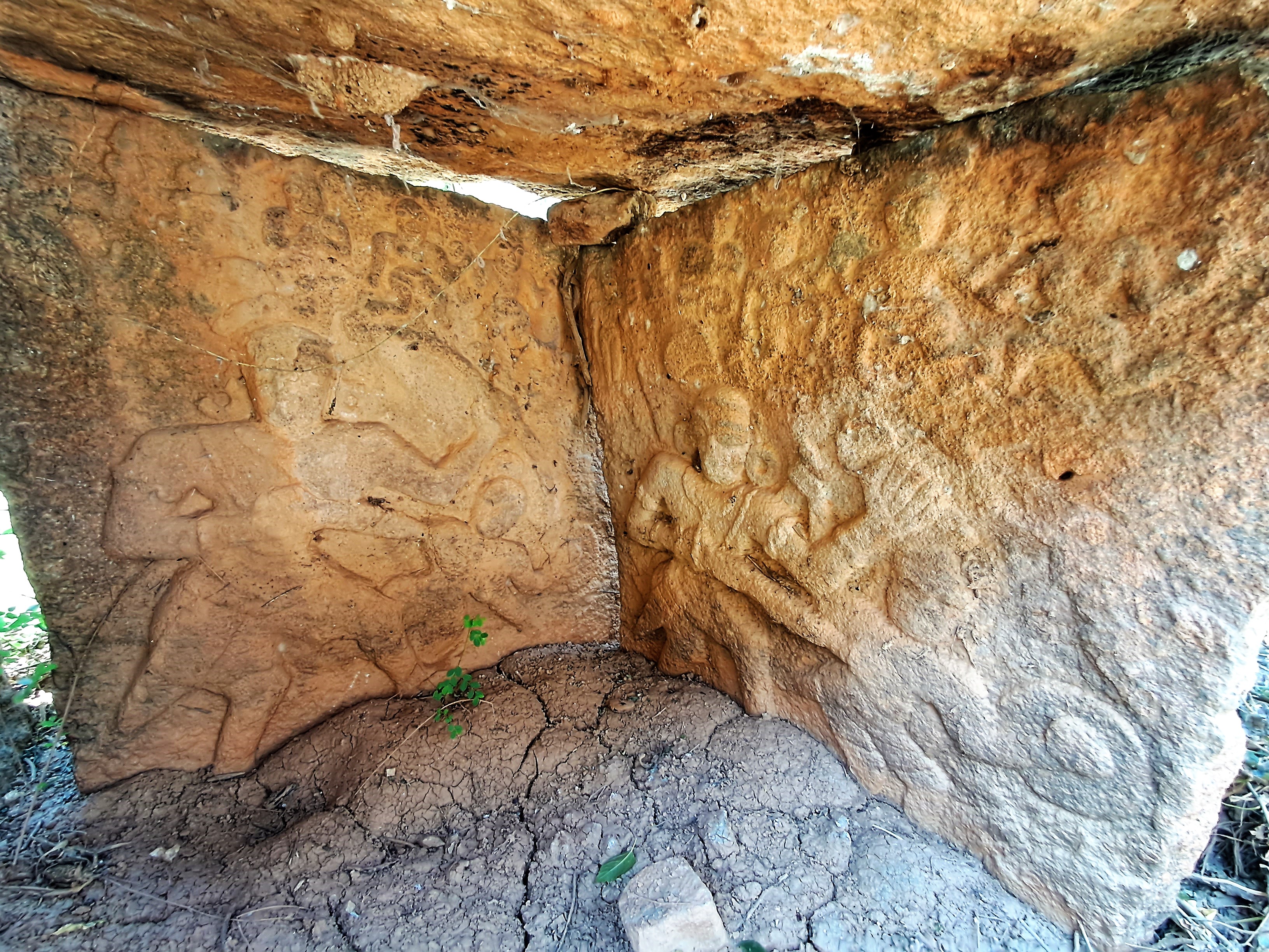 Two beautiful hero stones inside the first dolmen