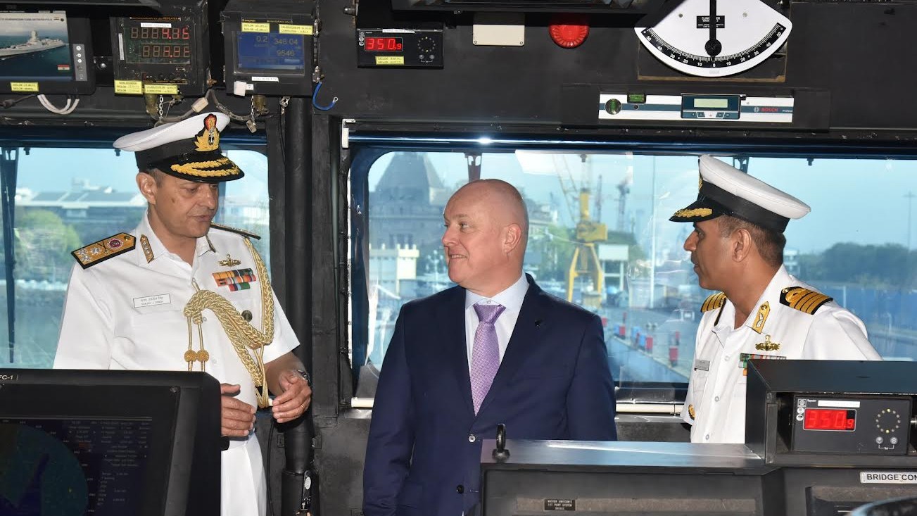 In a bid to boost bilateral ties, New Zealand PM Christopher Luxon visits INS Surat