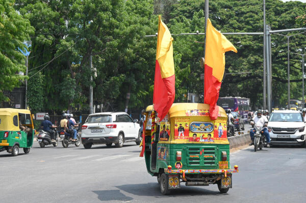 Less vehicle movement is seen due to Karnataka Bandh call by pro-Kannada organisations at N R road in Bengaluru.