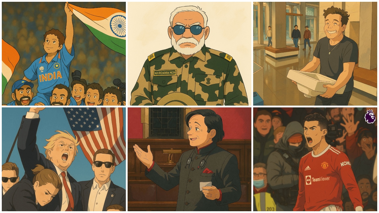 'Ghibli-fied' images of famous personalities. 