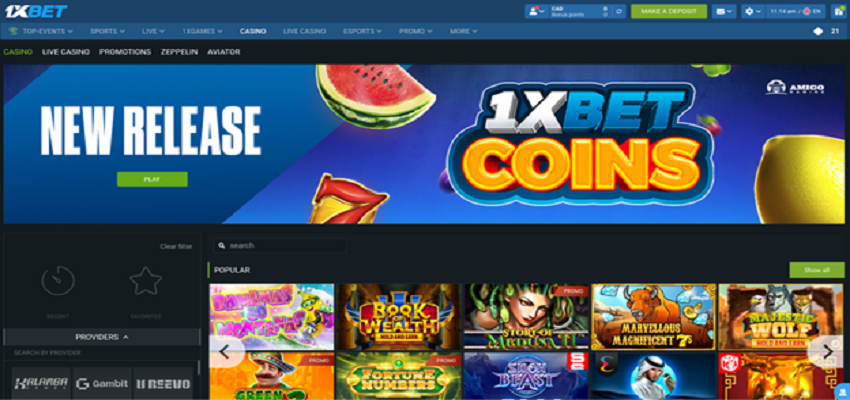 1xBet homepage