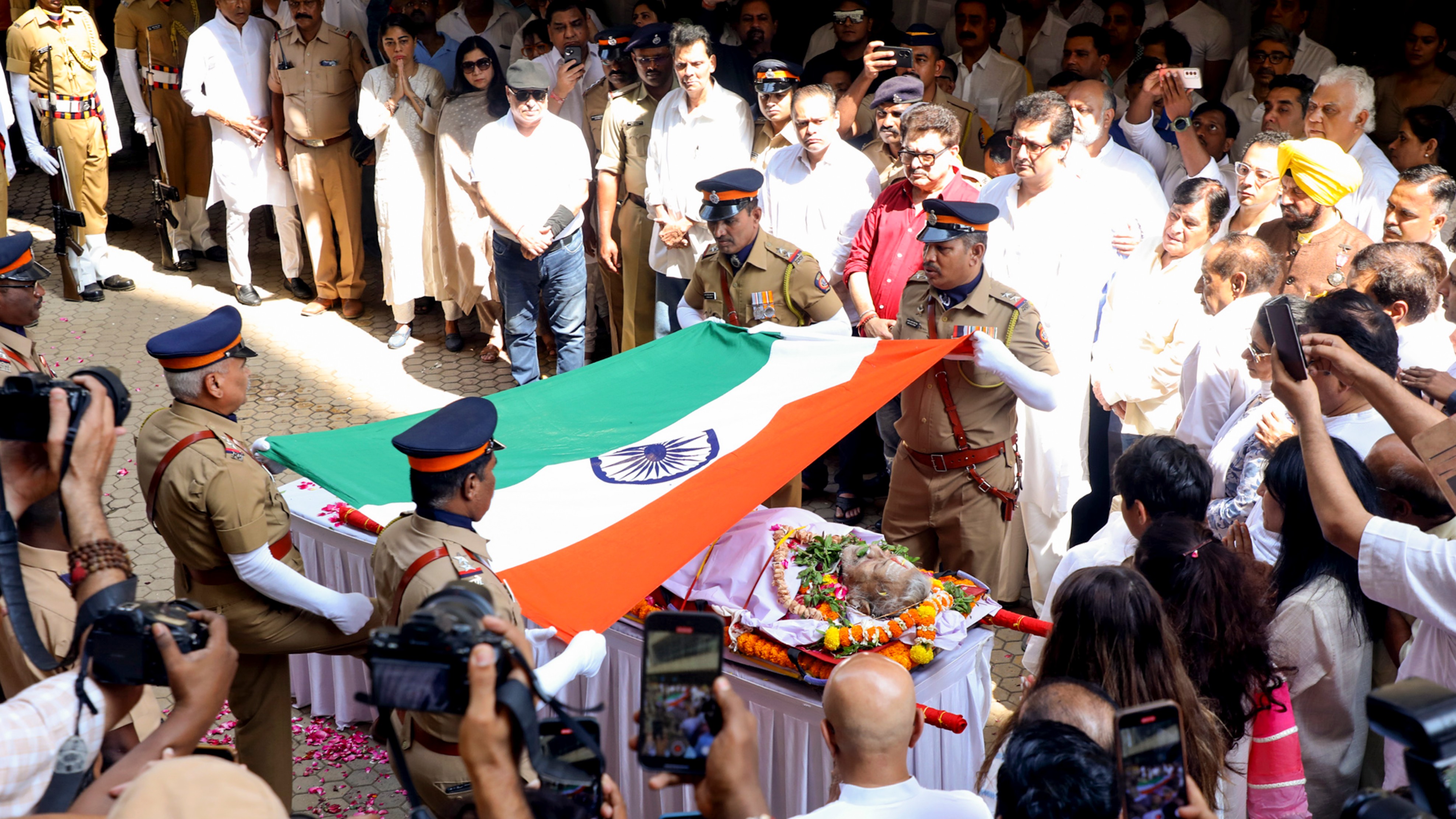 He was cremated with full state honours, including a ceremonial three-gun salute.