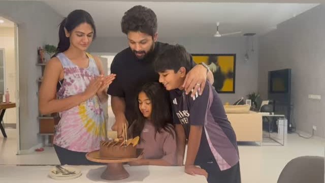 Allu Arjun turns 43, celebrates with wife Sneha and kids