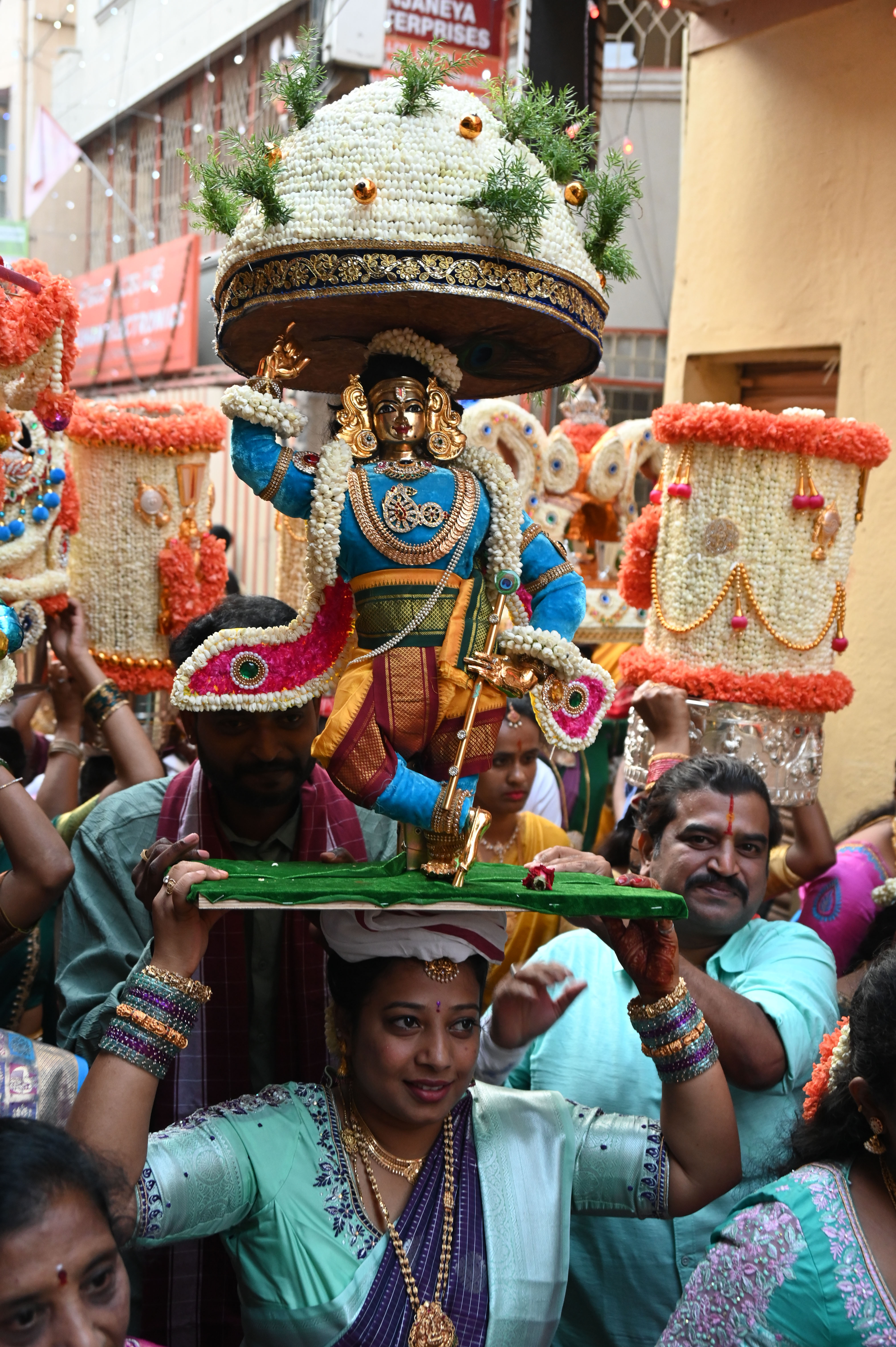 Preparations on for Karaga at the Sri Dharmaraya Swamy Temple at Thigalarpet. DH Photo/BK Janardhan