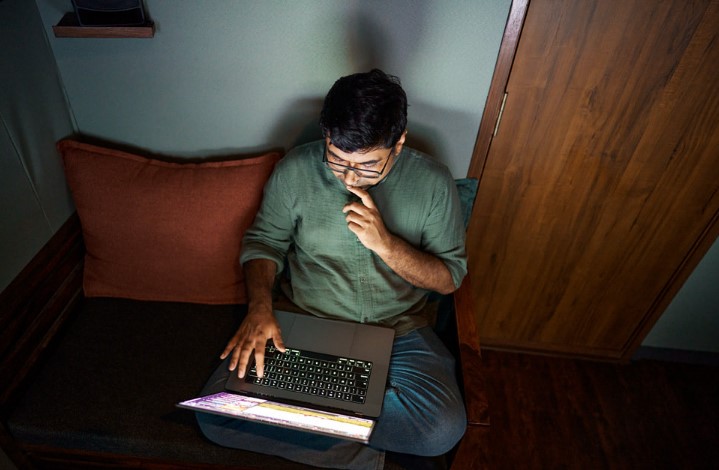 Vyas reviewing the sound mix he captured with the iPhone 16 Pro Max on his MacBook Pro.