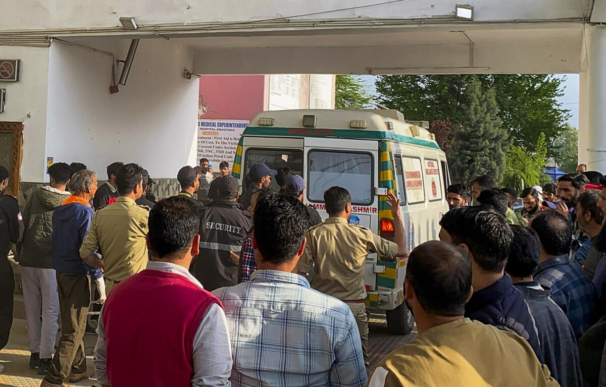 Injured being shifted to a hospital after terrorists attacked a group of tourists at Pahalgam