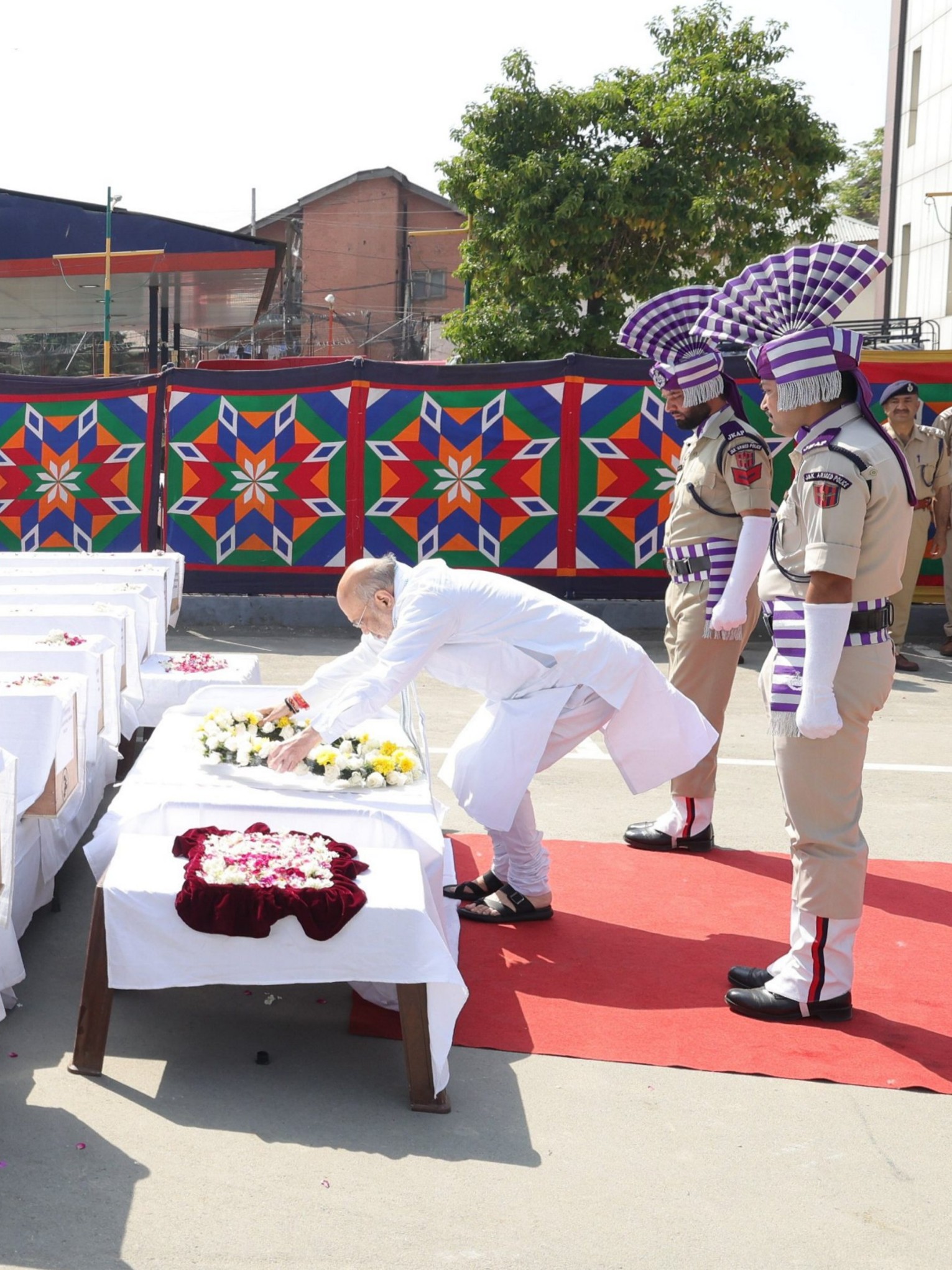 Home Minister Amit Shah pays his last respects to 26 people killed in the Pahalgam terror attack in Srinagar.