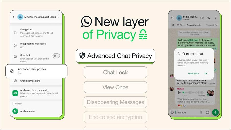 WhatsApp Advanced Chat Privacy feature.