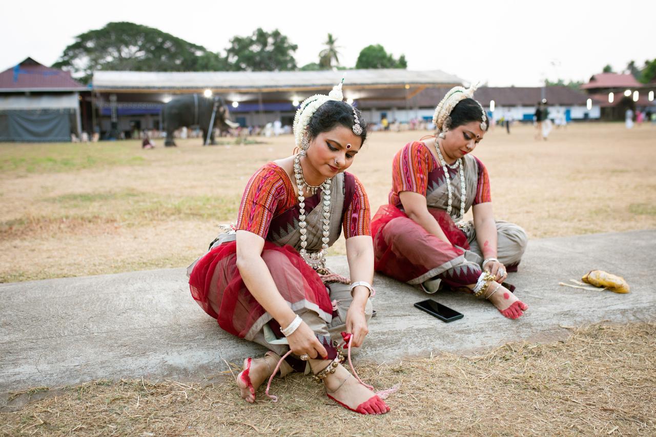 Odissi dancers before a performance