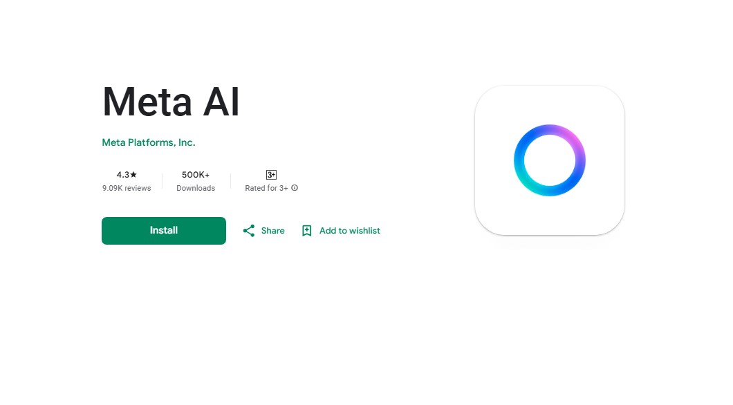 Meta AI on Google Play Store.