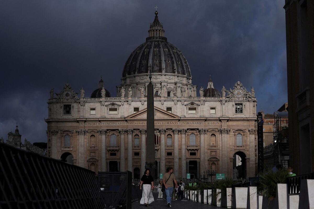 A view shows St. Peter's Basilica, ahead of the conclave to elect the next pope, as seen from Rome, Italy, May 6, 2025