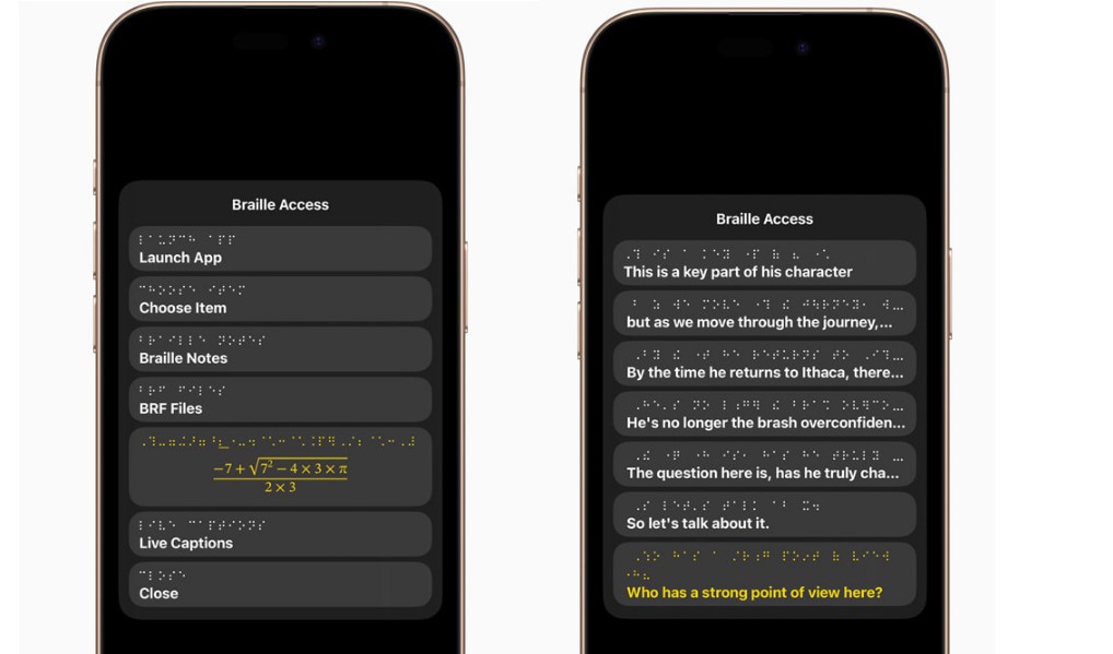 Apple Braille Access feature.