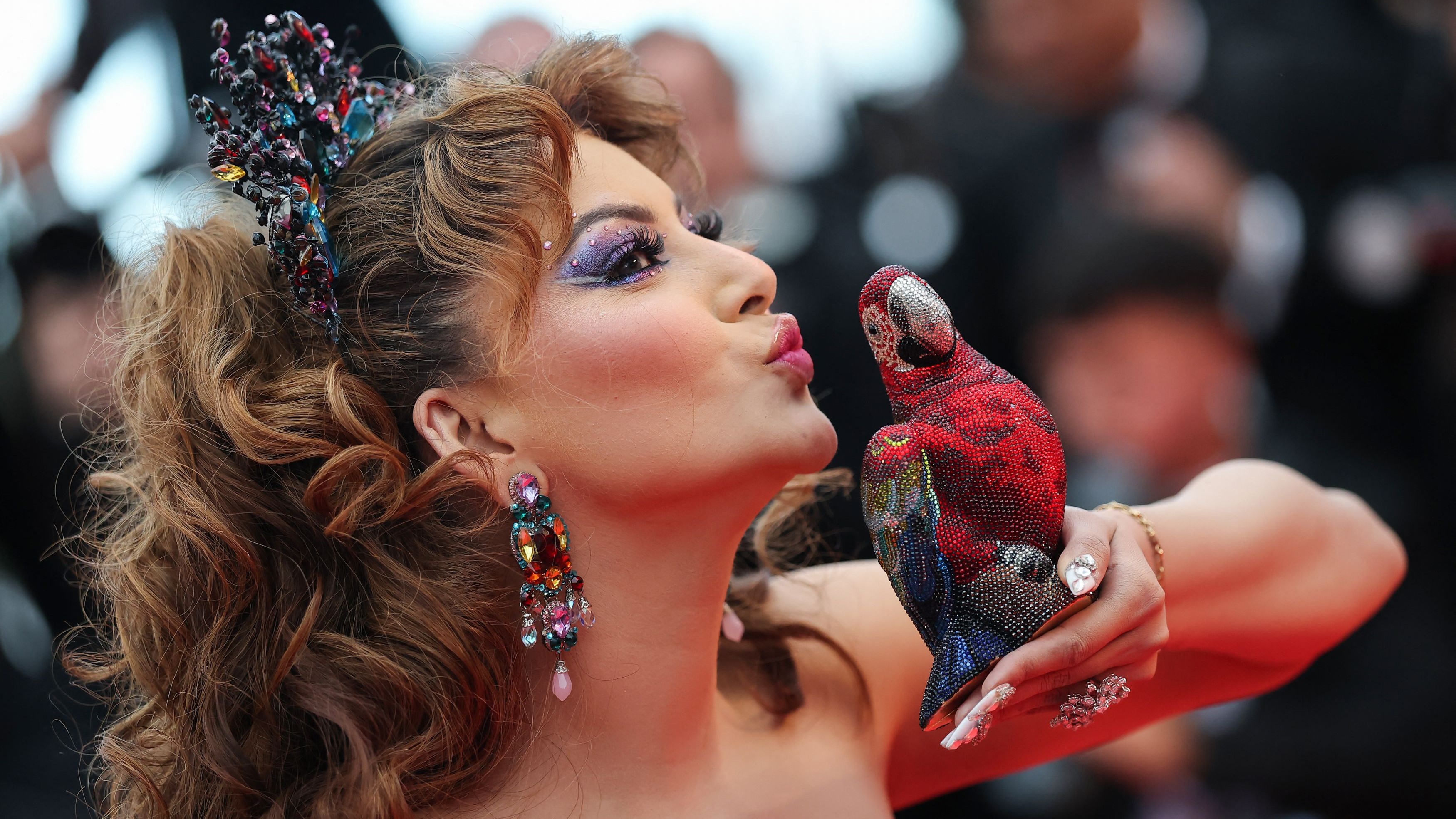 Urvashi Rautela poses on the red carpet during arrivals for the opening ceremony and the screening of the film 'Partir un jour' ('Leave One Day')  at the 78th Cannes Film Festival in Cannes, France.