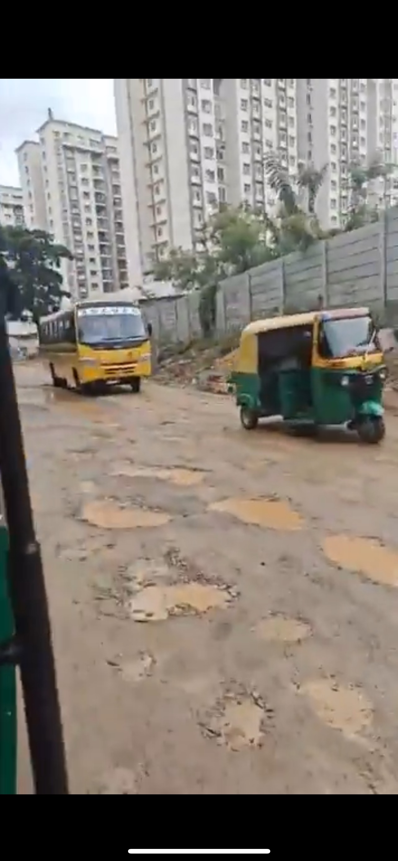 A screengrab from video posted by MP Tejasvi Surya showing the road leading up to Sri Kumaran Children’s Home in Mallasandra. 