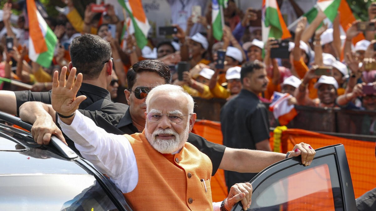 PM Modi arrives in Gujarat for two-day visit; holds roadshow in Vadodara