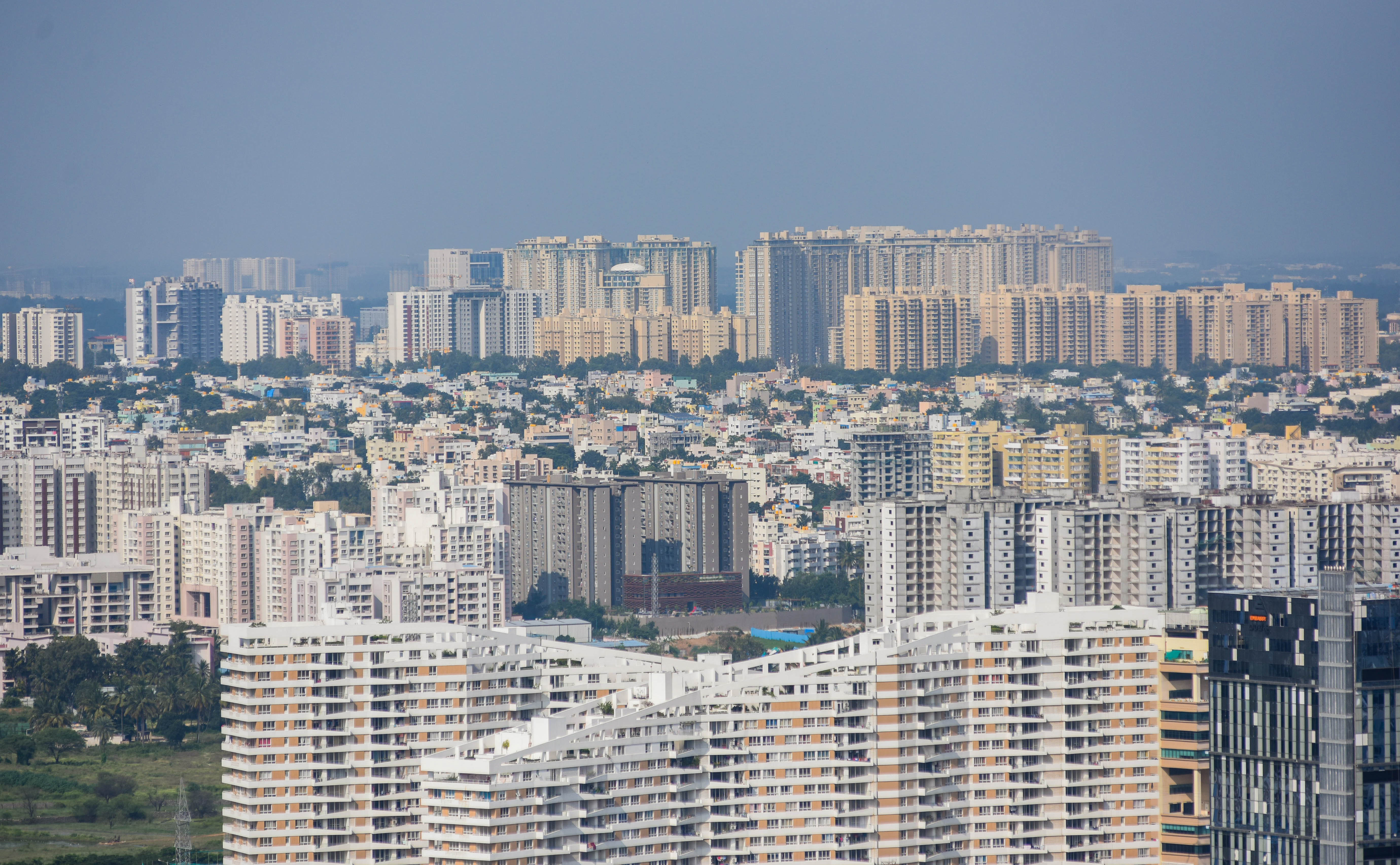 An aerial view of Bengaluru city near Nagavara lake October 21 2022.