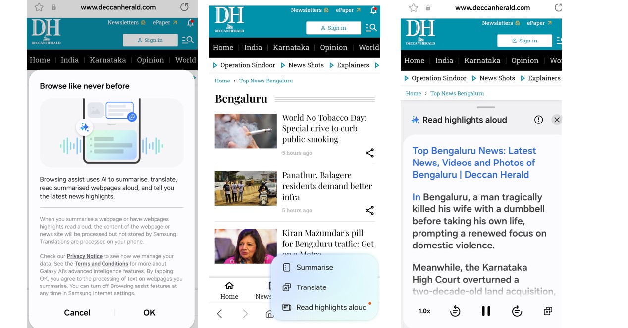 Galaxy AI-powered Browser Assist feature Samsung Galaxy S25 Edge.