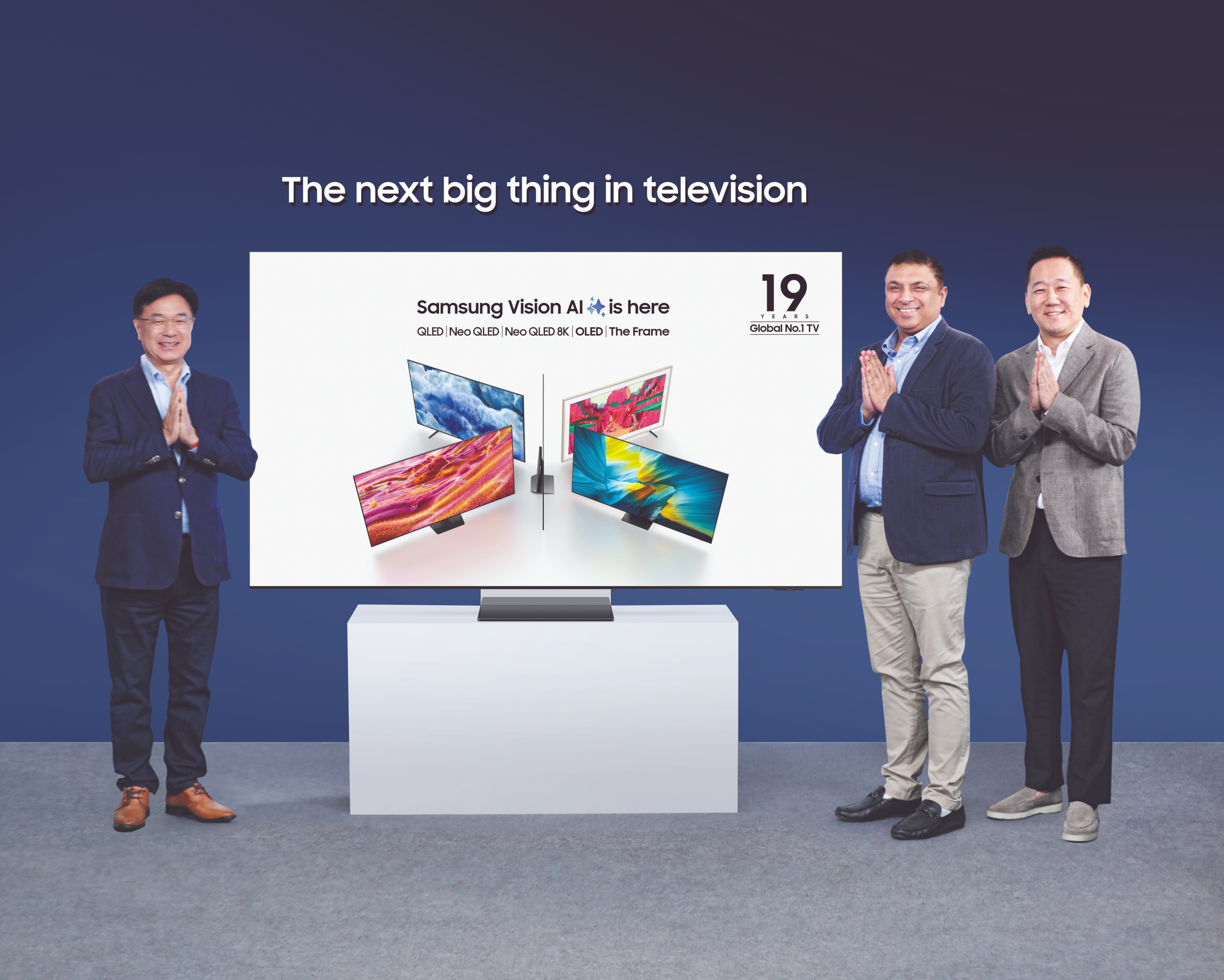 [From Left--&gt;Right] JB Park, President and CEO, Samsung Southwest Asia, Viplesh Dang, Senior Director and Mike Chu, Corporate Vice President, Visual Display Business, Samsung India
