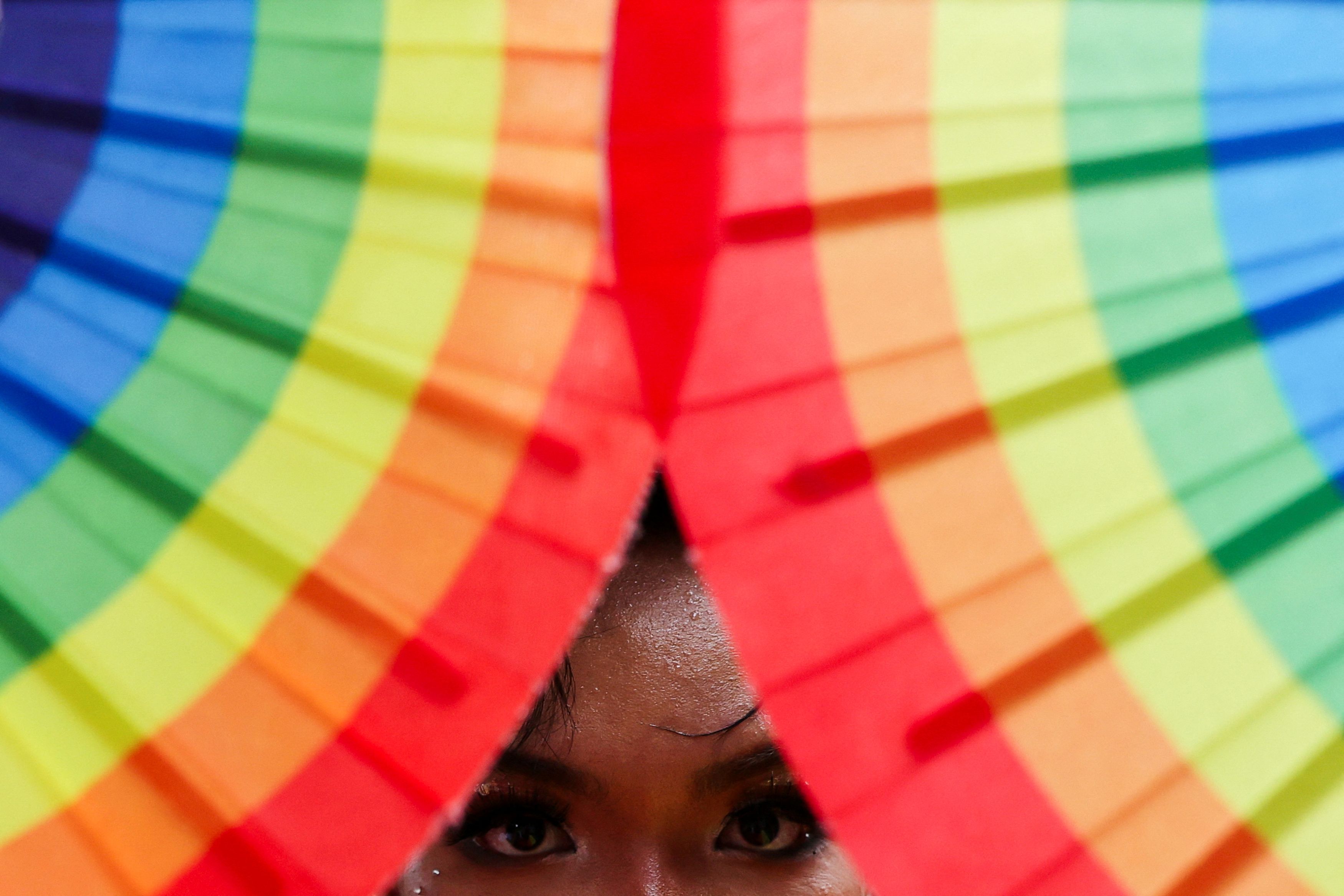 A person takes part in the annual LGBTQ+ Pride parade in Bangkok,.