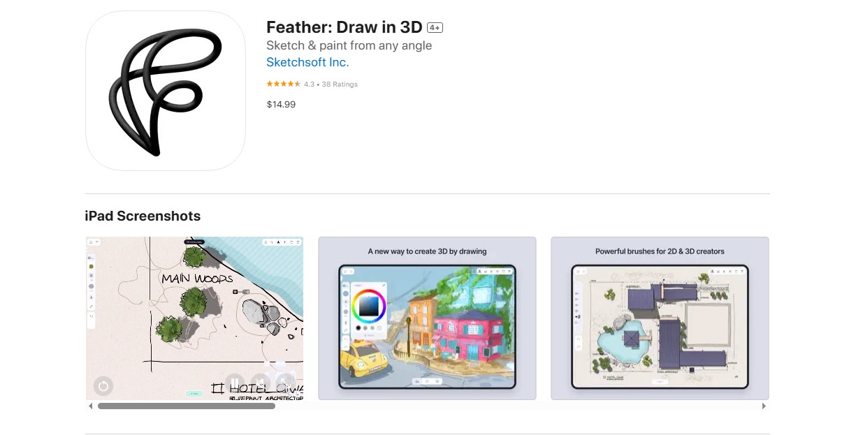 Feather: Draw in 3D by Sketchsoft (South Korea).
