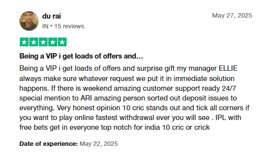 10CRIC review on Trustpilot