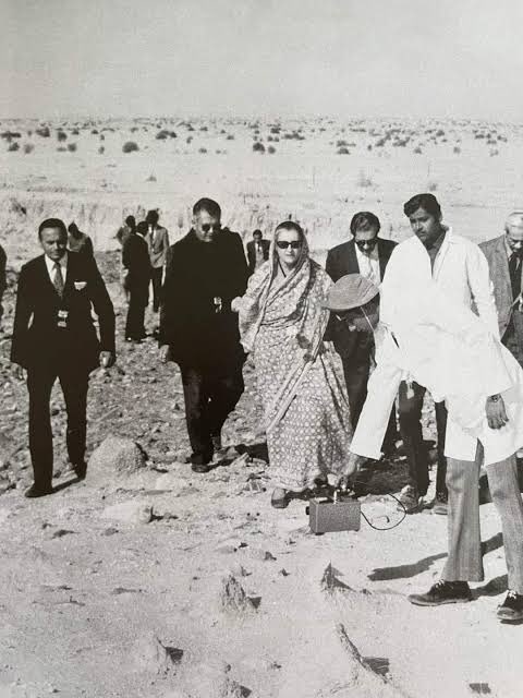 India conducted its first nuclear test codenamed Smiling Buddha  under Indira Gandhi's leadership. 