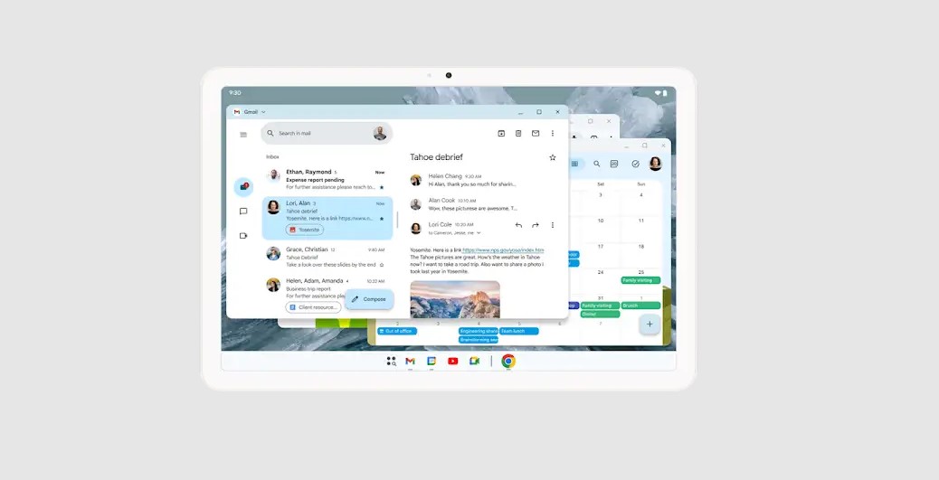 Windowing feature of Android 16 for devices with wide display.