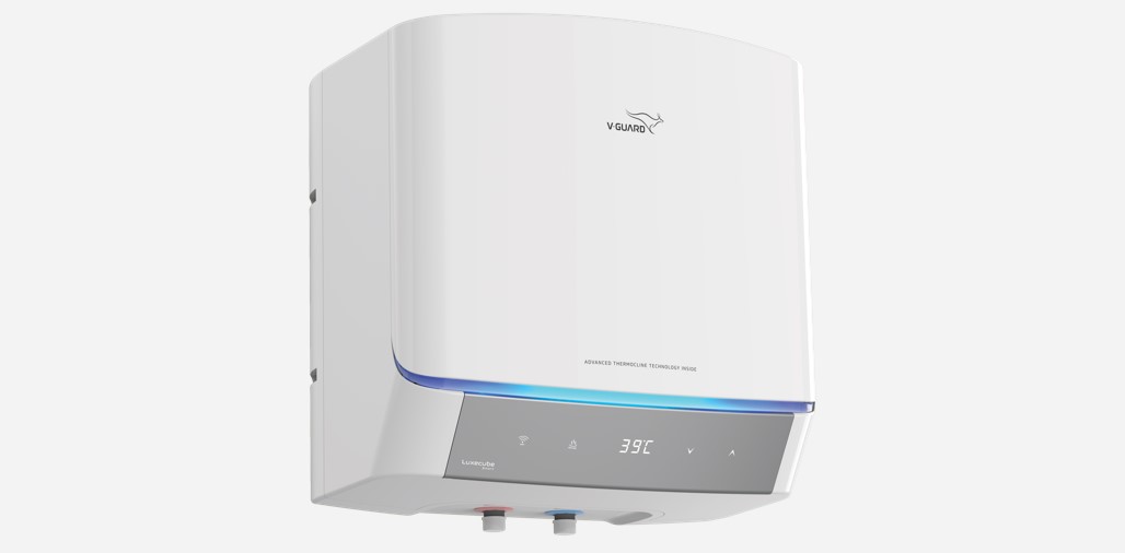 V-Guard Luxecube Smart water heater.