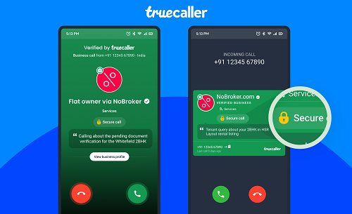 Secure Calls feature in Truecaller.