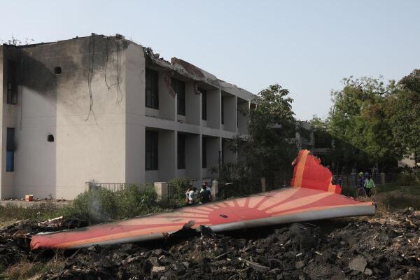 Wreckage of a Boeing 787 Dreamliner lies at the site where the Air India plane crashed