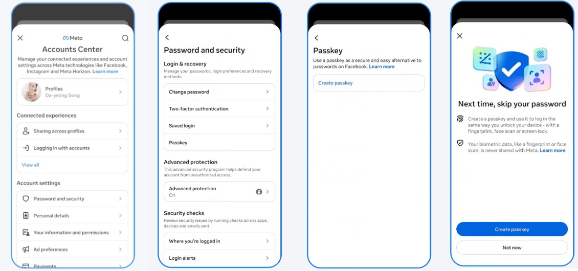How to setup Passkeys on Facebook.
