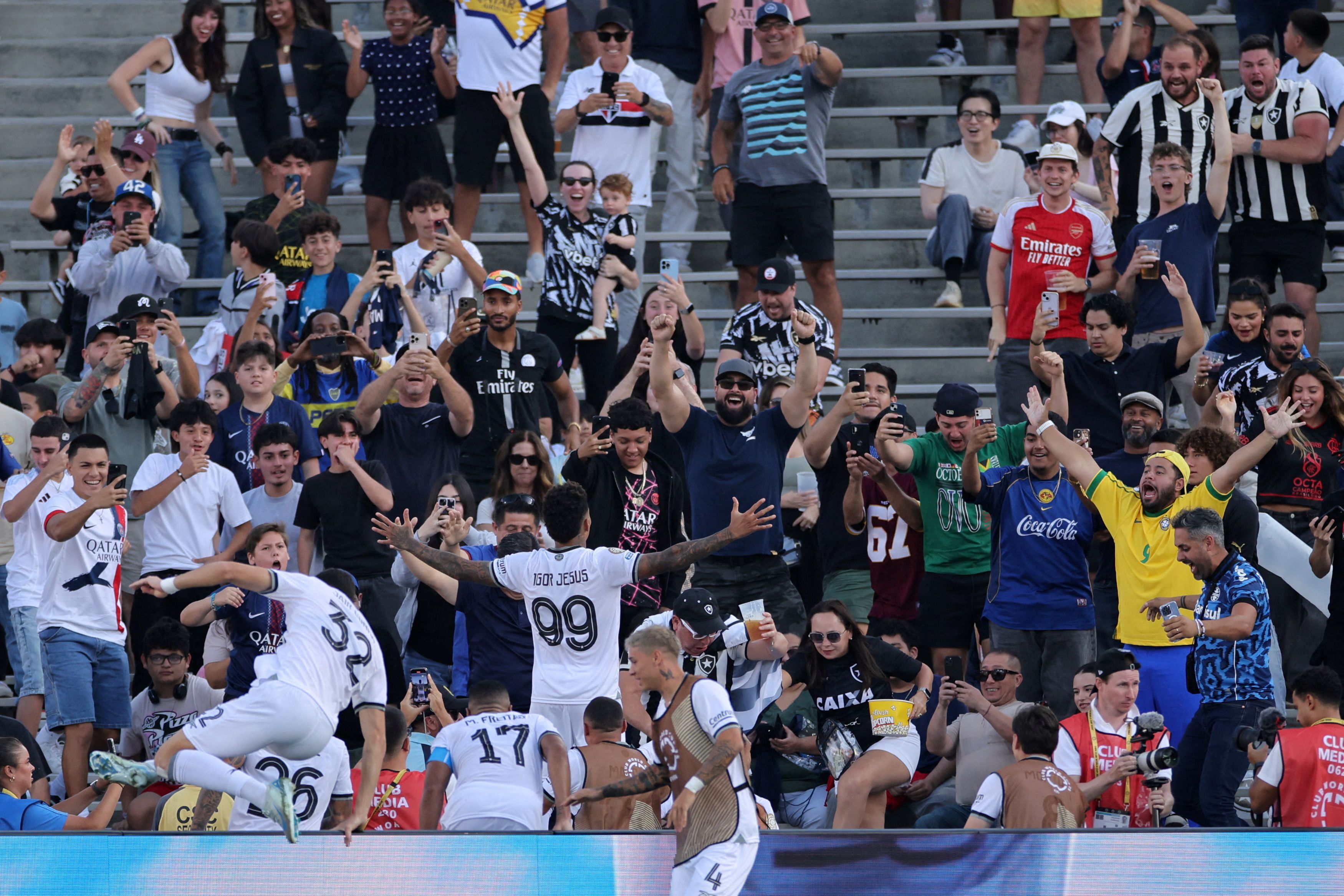 Botafogo's Igor Jesus celebrates scoring their first goal.