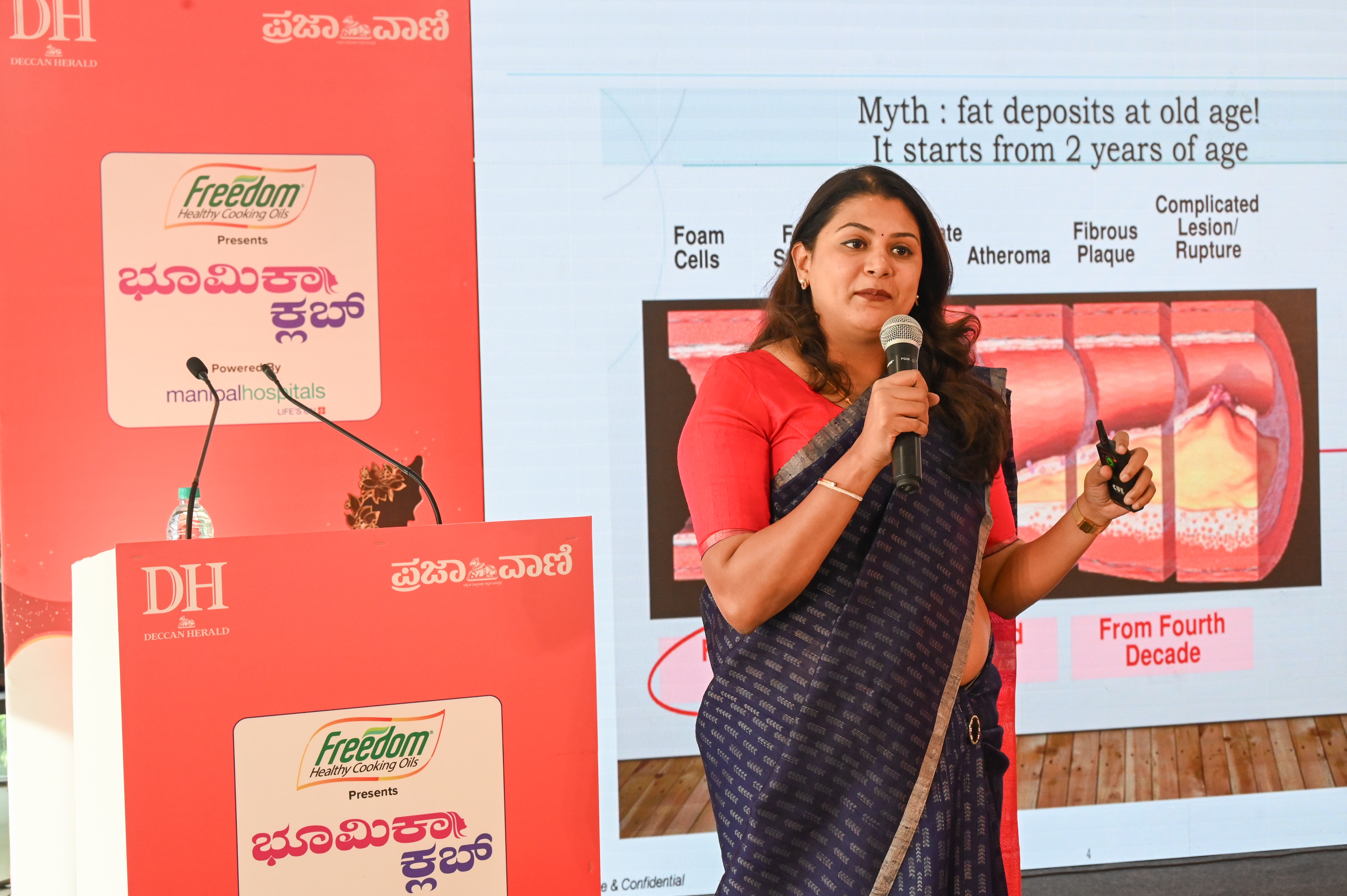 Dr Anusha A Rao consultant cardiologist at Manipal Hospitals led a talk on heart health. dh photos / sk dinesh