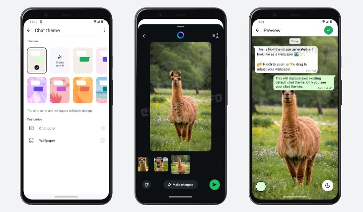 WhatsApp testing AI generated chatbackground Wallpaper design with Meta AI.