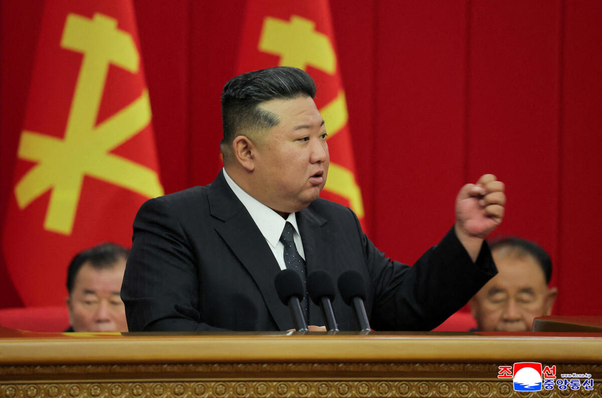 North Korean leader Kim Jong Un attends the 12th Plenary Session of the 8th Central Committee of the Workers' Party of Korea, in Pyongyang