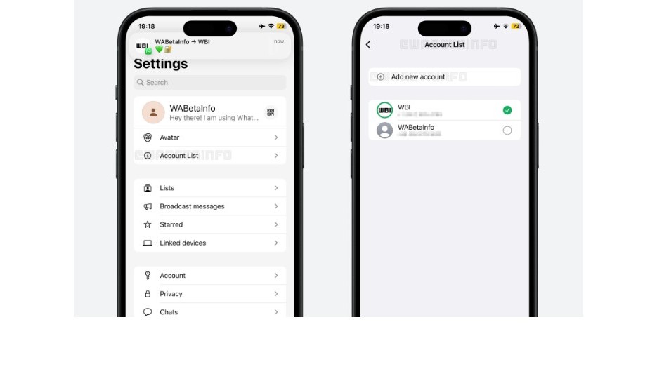 WhatsApp testing multi-account support feature.