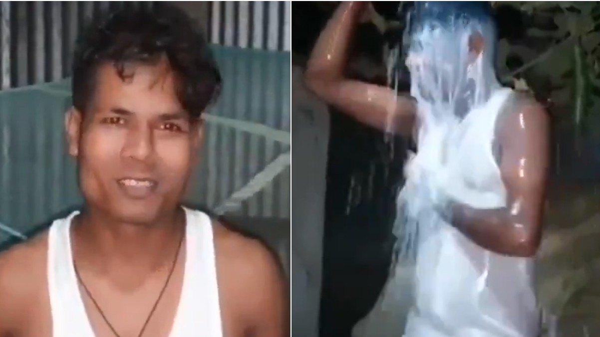 Watch | Assam man bathes in milk to celebrate divorce