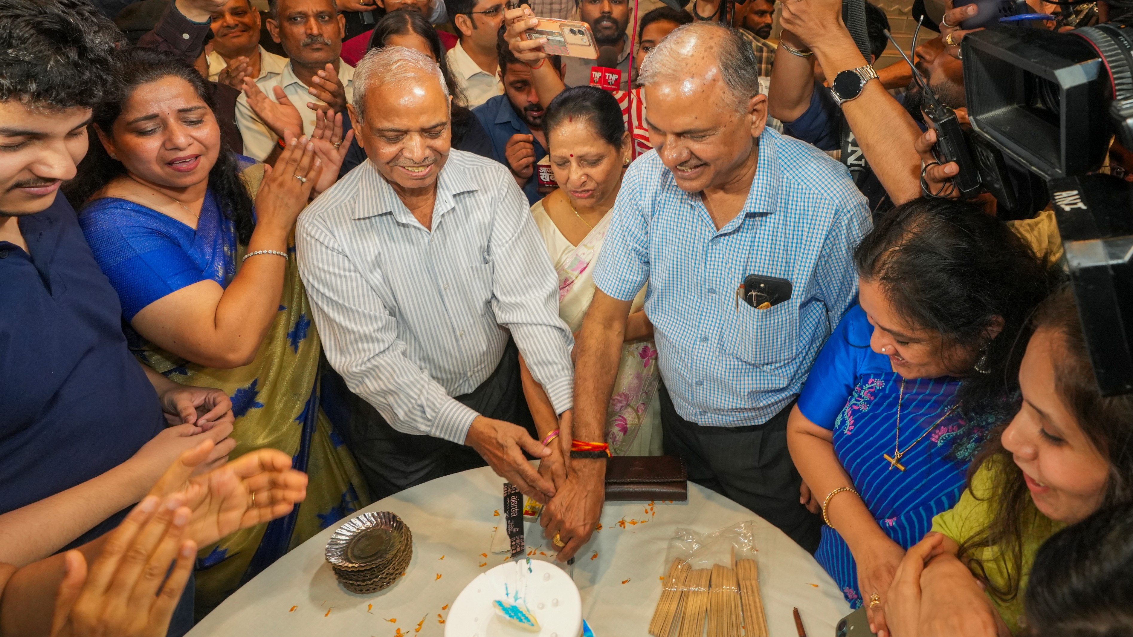 Shubhanshu Shukla’s family in Lucknow celebrated the SpaceX spacecraft's landing with a cake-cutting celebration, honouring his historic achievement.
