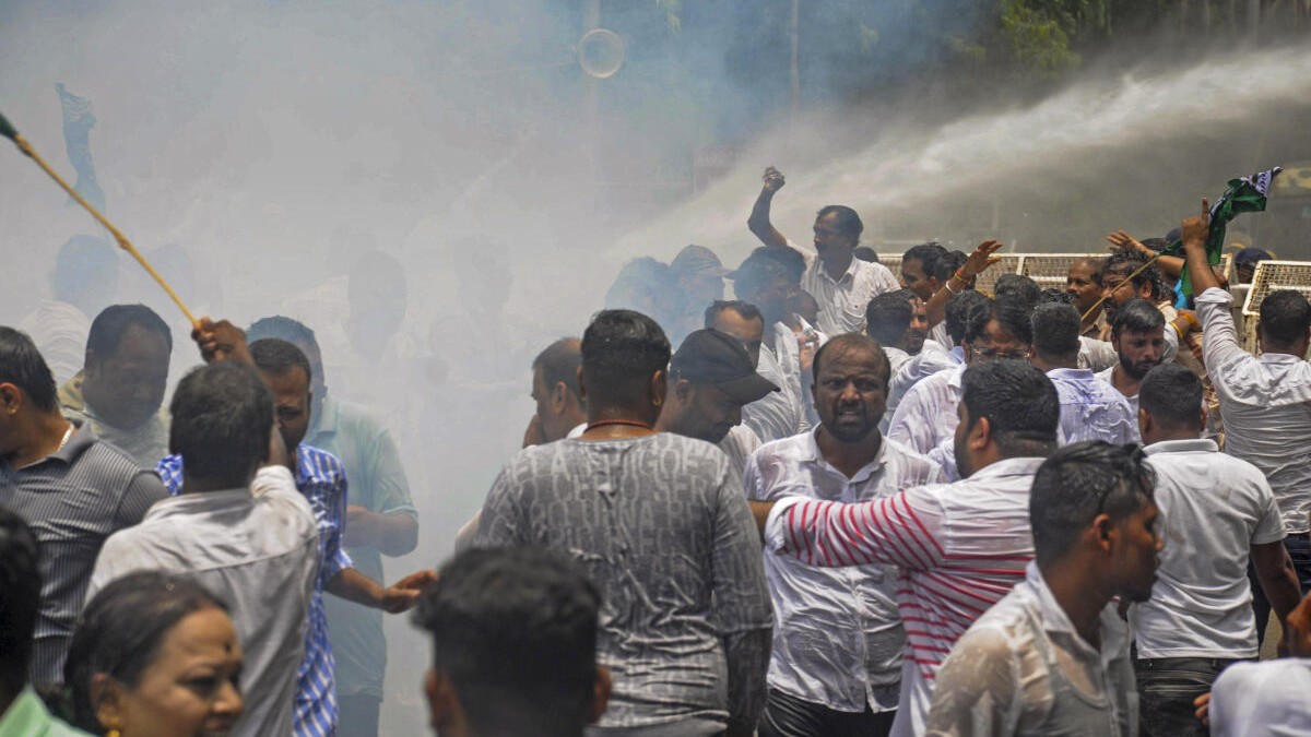 Odisha student's death: Scuffle in BJD's protest, police use water cannons, fire tear gas shells