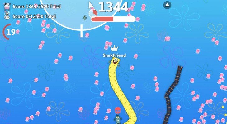 SpongeBob SquarePants crossover game in snake.io+.