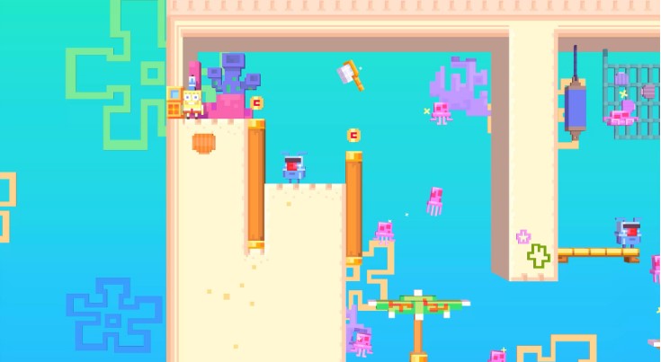 SpongeBob SquarePants crossover game in Crossy Road Castle.