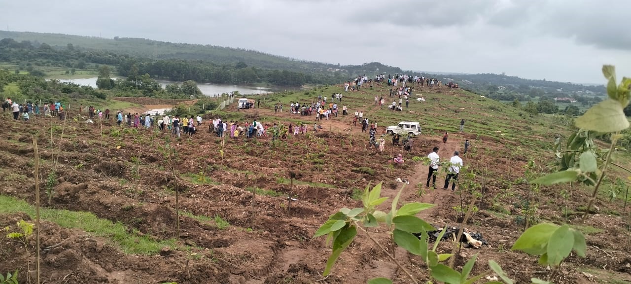 Villagers plant saplings to protect 500 acre govt land 
