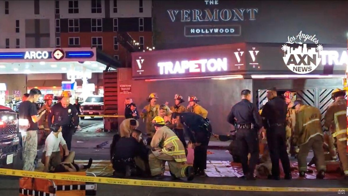At least 30 injured as car hits crowd outside Los Angeles club