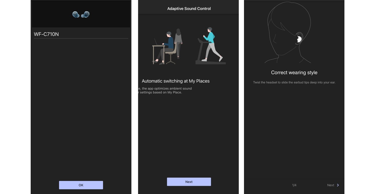Sony WF-C710N earbuds can be paired with devices using Sony Sound Connect app.
