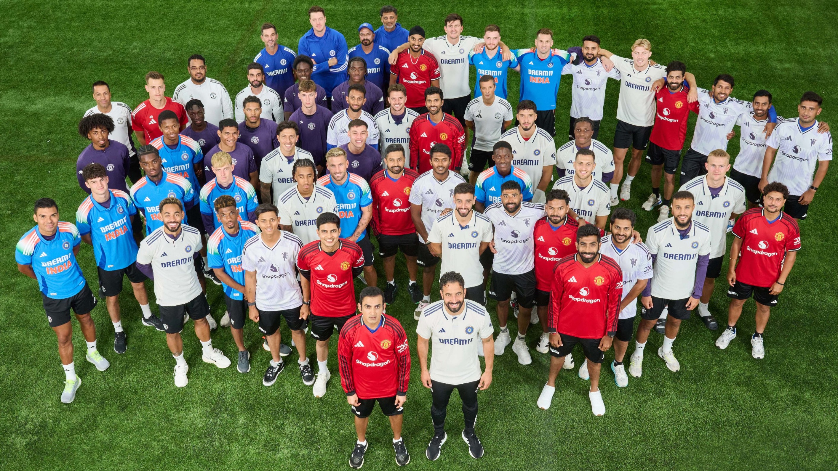 Indian cricketers join forces with Manchester United players for an iconic meet