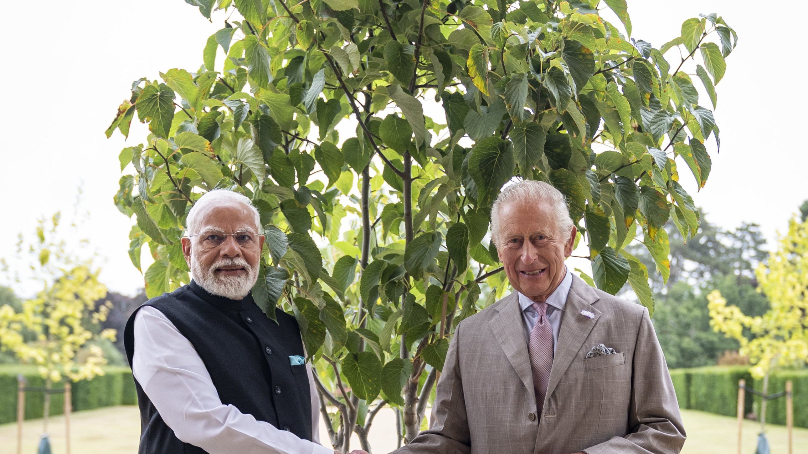 PM Modi presents King Charles with a sapling during meet