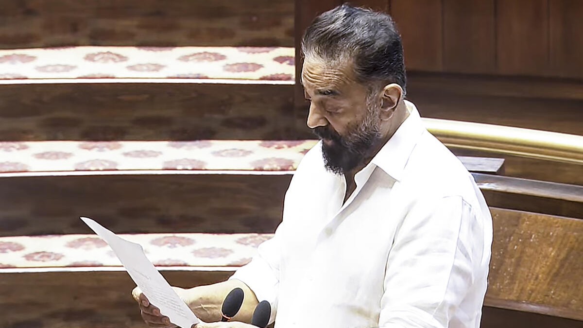 Kamal Haasan, 3 others take oath as Rajya Sabha MPs