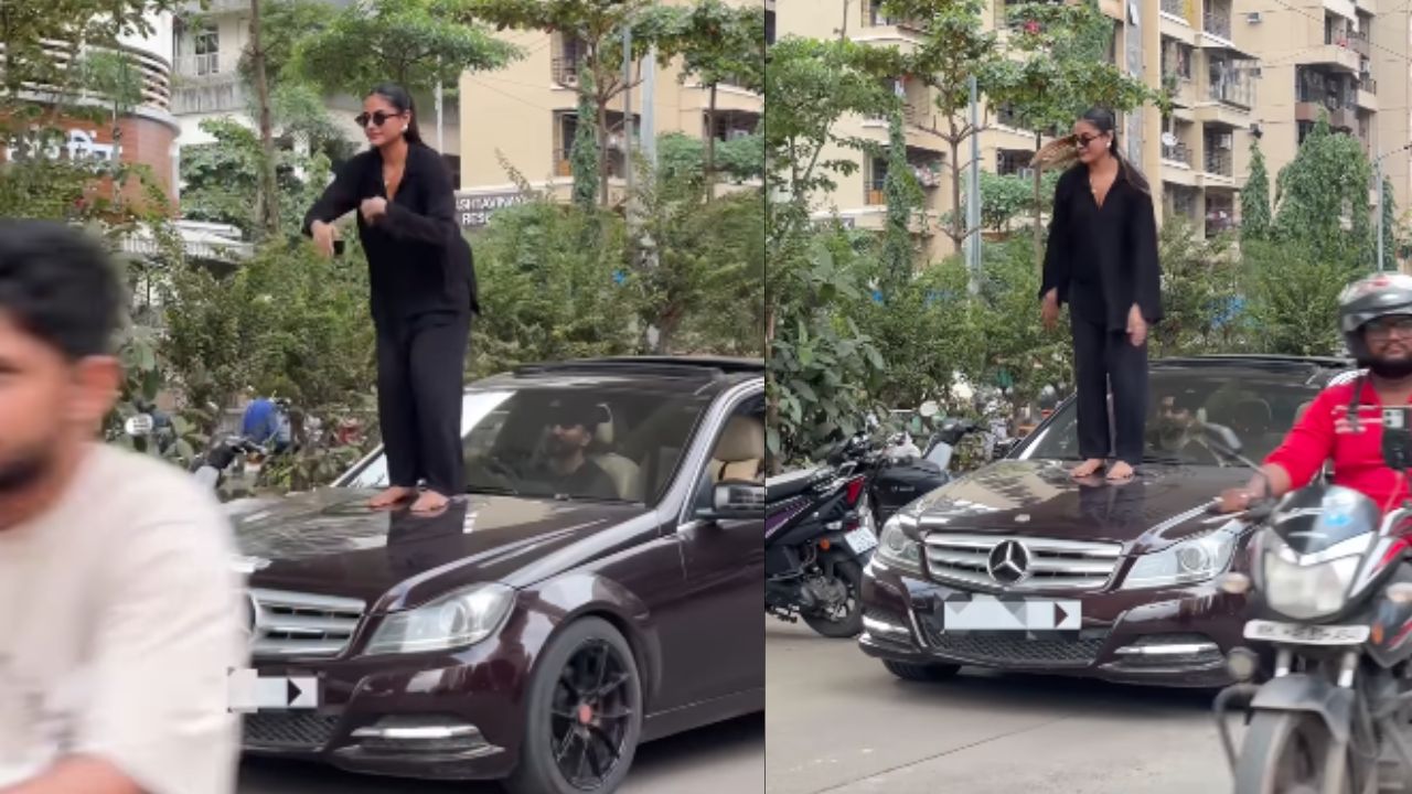 2 booked as woman dangerously performs ‘aura farming’ trend on Mercedes-Benz car in Navi Mumbai