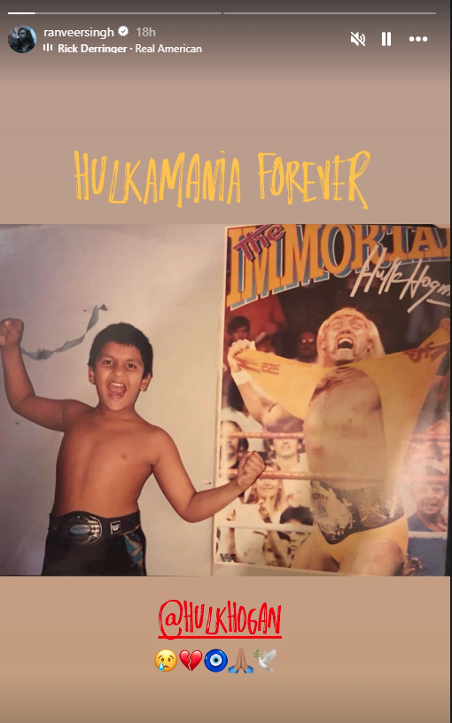 Ranveer Singh's Instagram story on Hulk Hogan